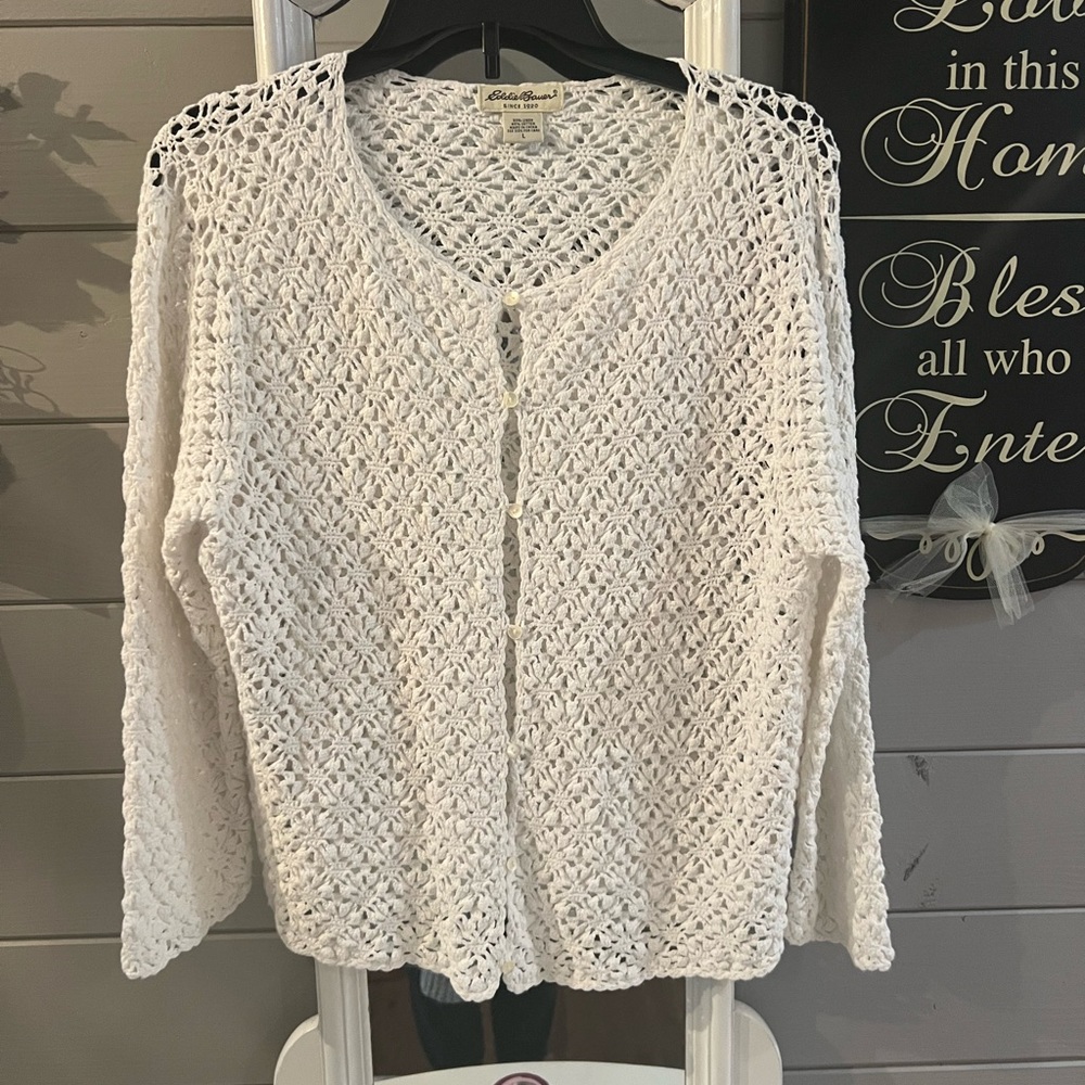 So Nice! White Sweater. Cute Button Front - image 1